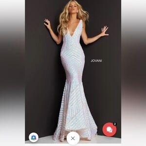 Jovani Light Pink Iridescent Sequin Gown